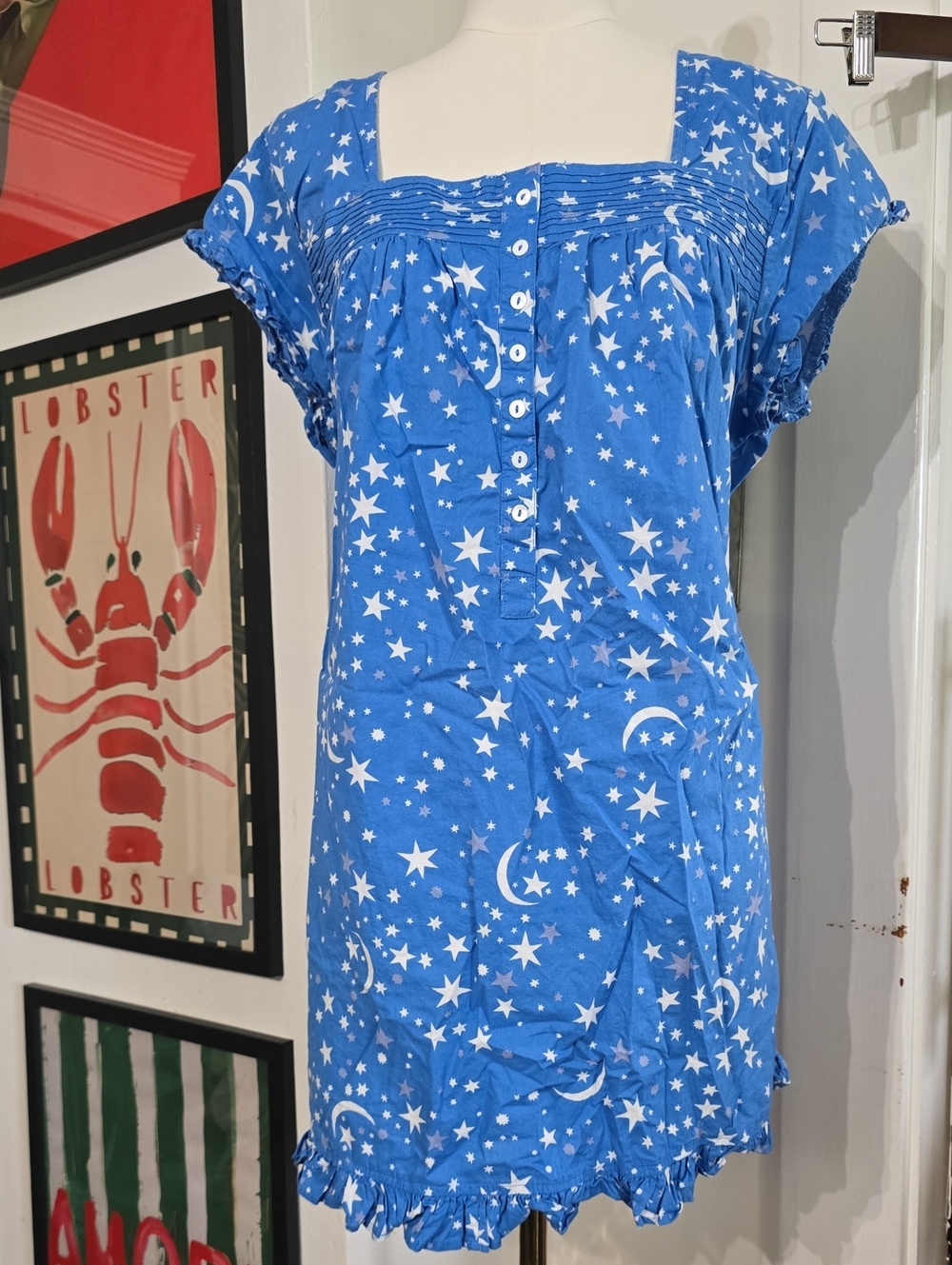 Printfresh Blue Star & Moon Pintuck Nightgown